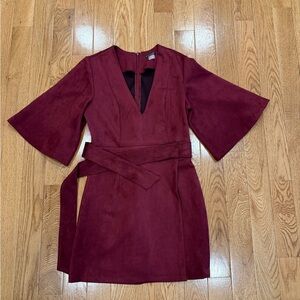 Burgundy Bell Sleeve Dress
